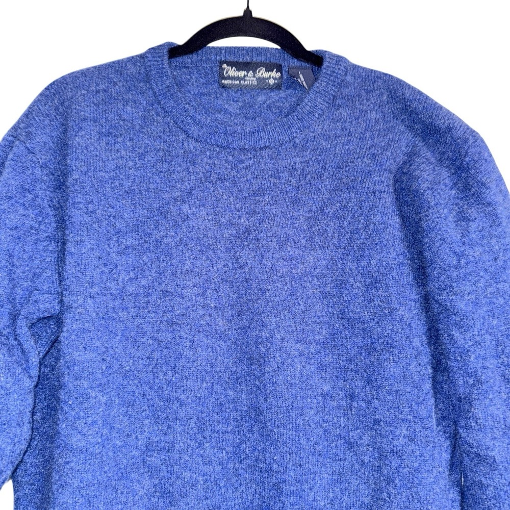Oliver‎ & Burke Mens Blue 100% Lambswool Crewneck Sweater Medium Heathered Knit